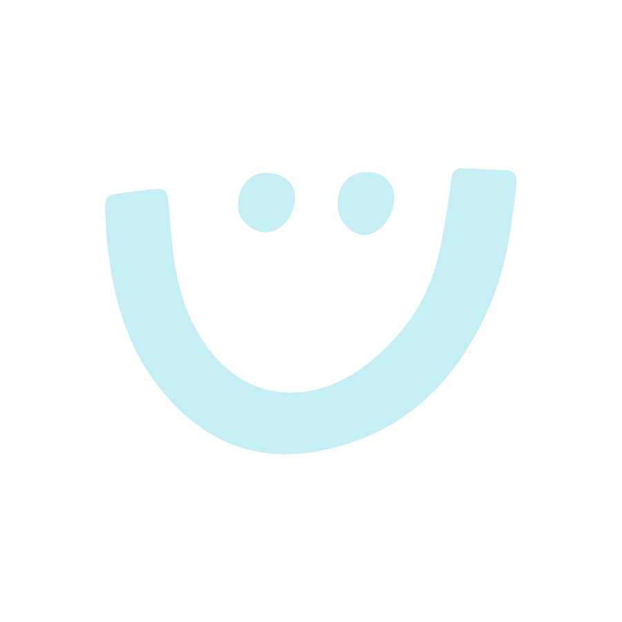 A blue hand drawn smiley face.