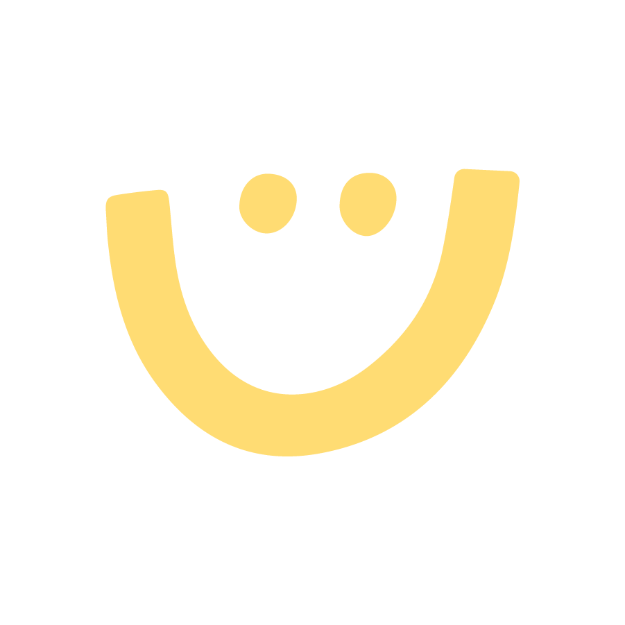 A yellow hand drawn smiley face.